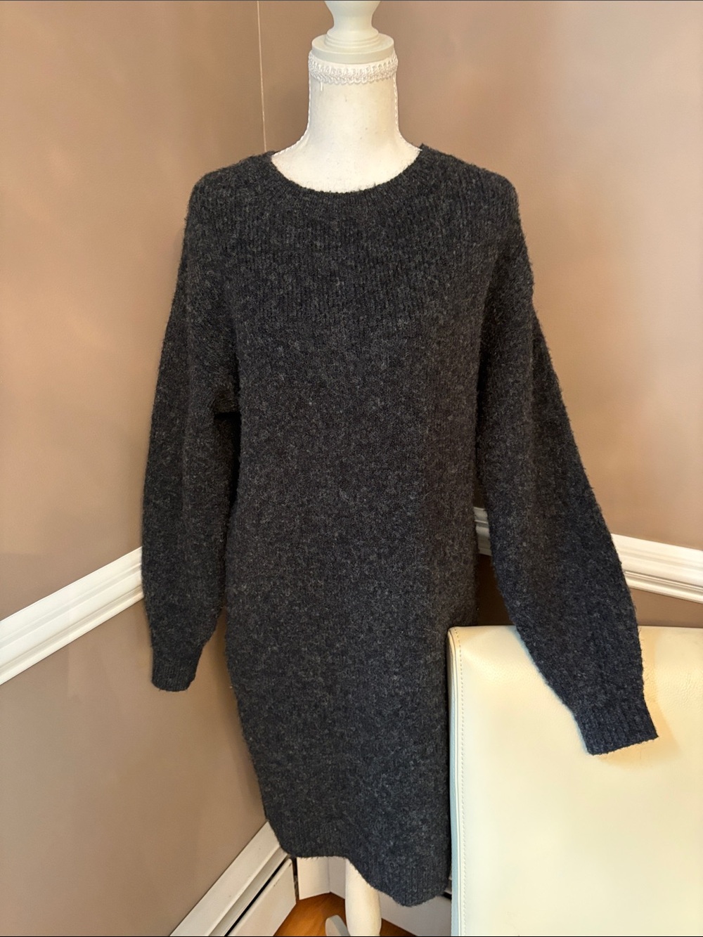 Banana Republic Dark Charcoal Knit Midi Sweater Dress